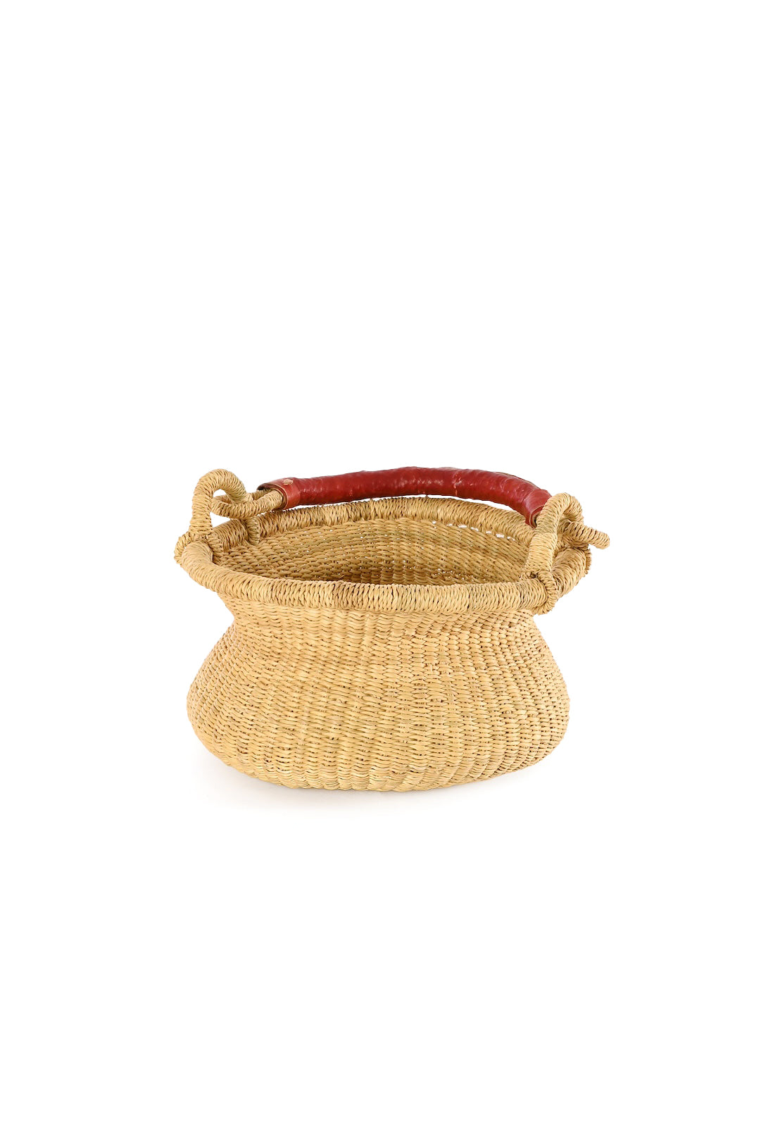 Petite Natural Swing Basket with Brown Leather Handle