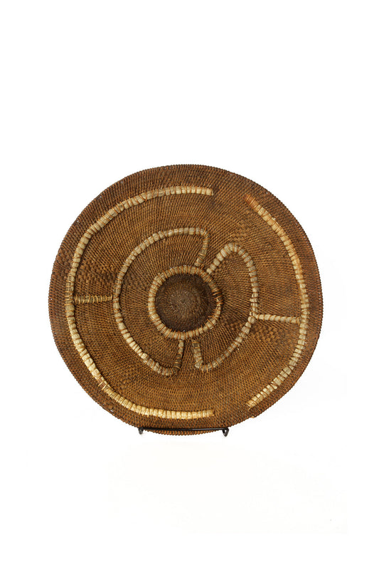 Small Antique Zambian Makenge Wedding Basket with Corn Husk Repairs
