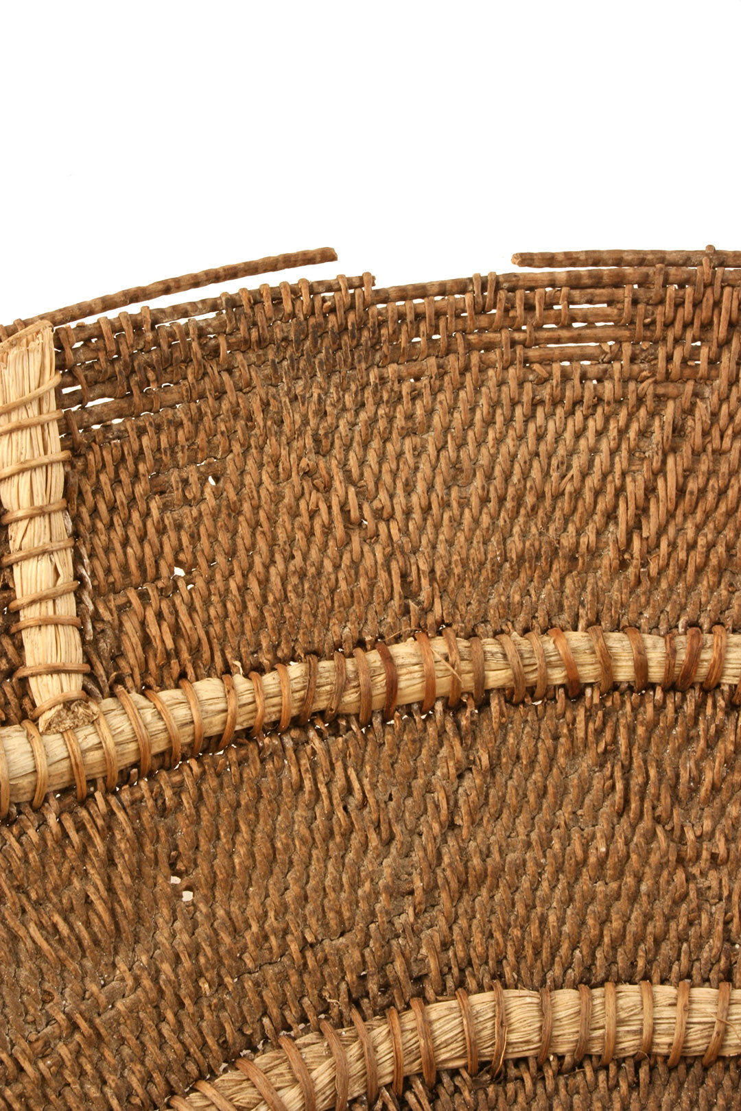 Small Antique Zambian Makenge Wedding Basket with Corn Husk Repairs