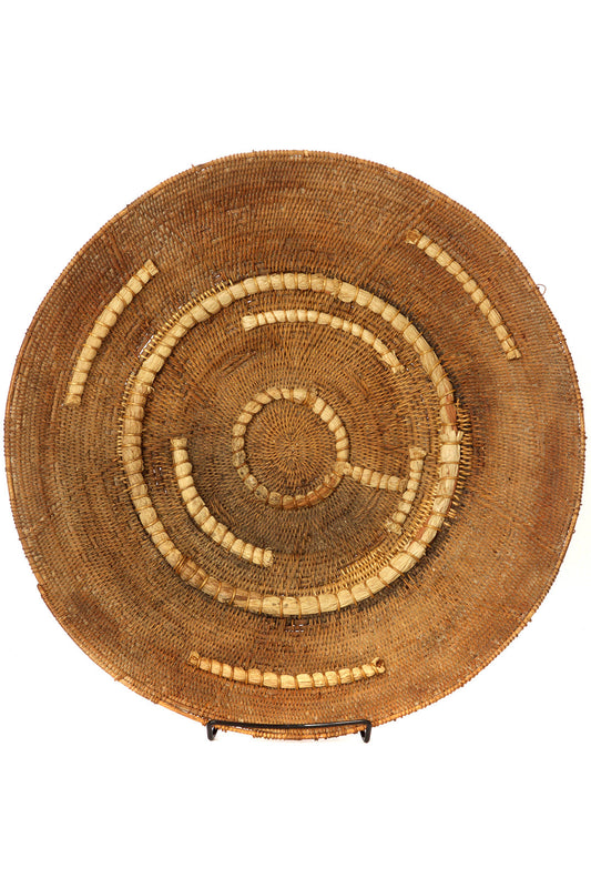 Large Antique Zambian Makenge Wedding Basket with Corn Husk Repairs