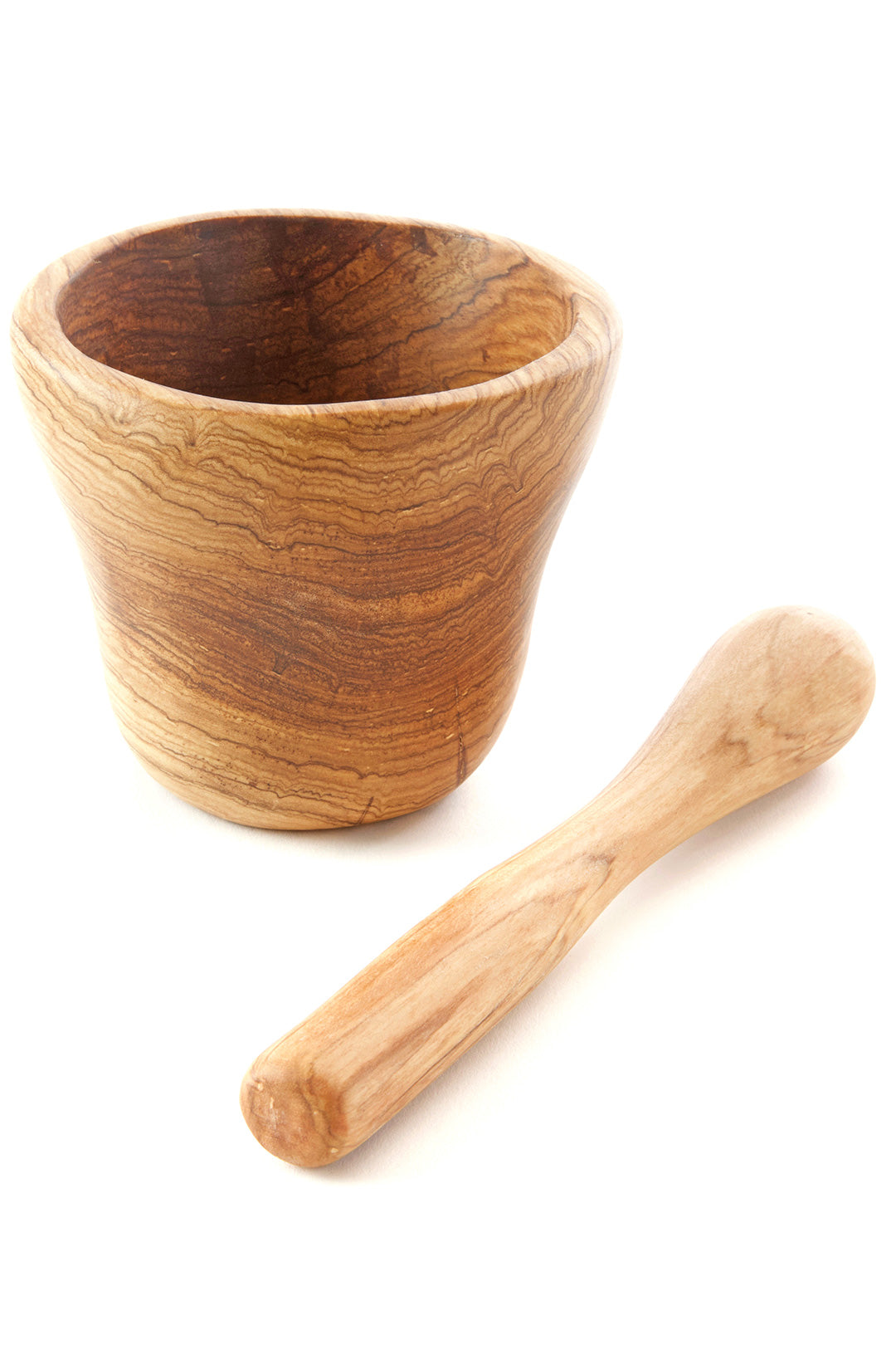 Wild Olive Wood Mortar & Pestle Spice Grinder Set