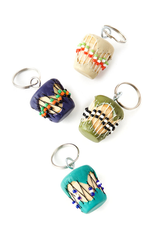 Set of Four Assorted Colorful African Drum Keychains