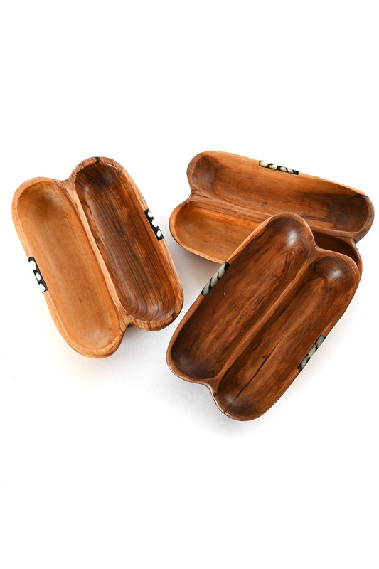 Imperfect: Wild Olive Wood & Cow Bone Side by Side Condiment Dish