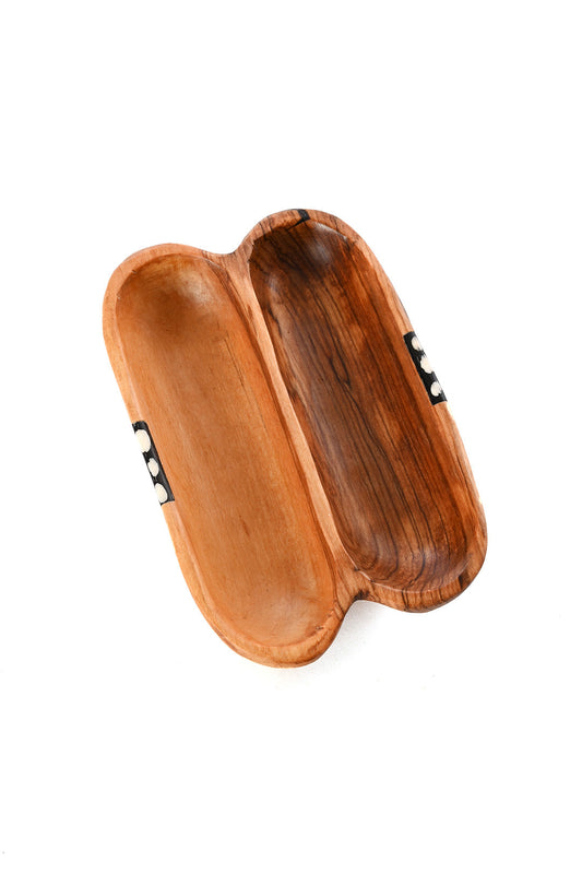Imperfect: Wild Olive Wood & Cow Bone Side by Side Condiment Dish