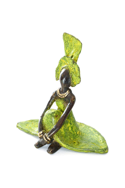 Graciously Waiting Burkina Bronze Sculpture
