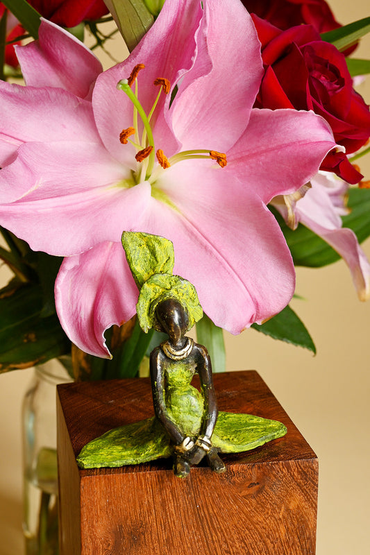 Graciously Waiting Burkina Bronze Sculpture