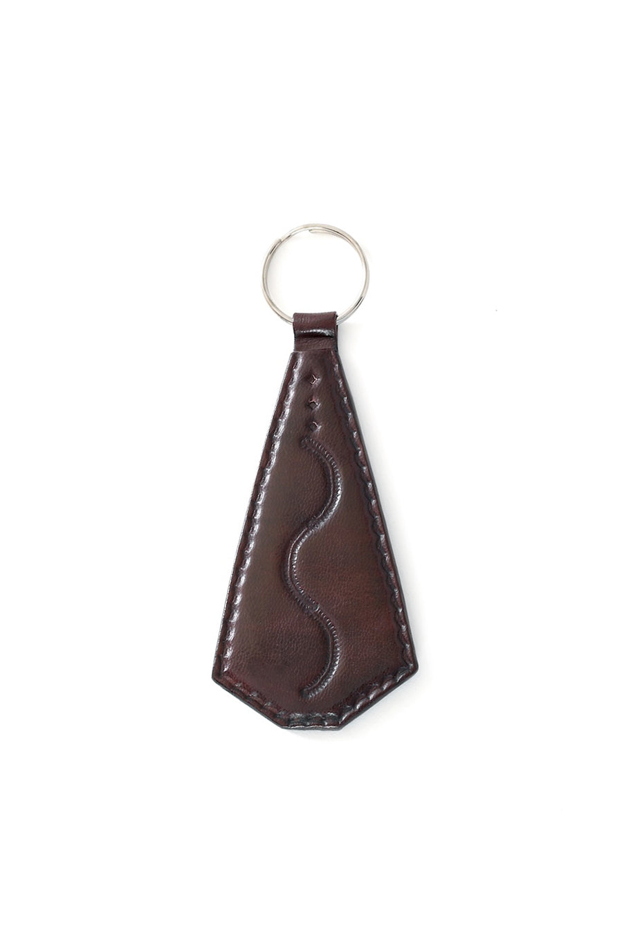 Brown Stamped Leather Key Ring