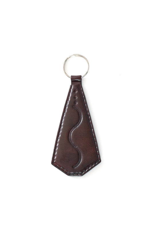 Brown Stamped Leather Key Ring