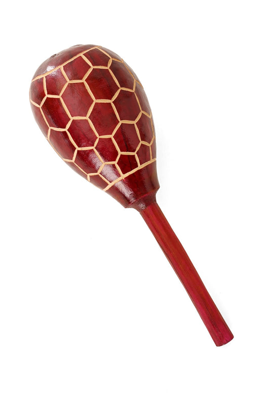 Red Hand Carved Gourd Maraca Shaker from Kenya - Assorted