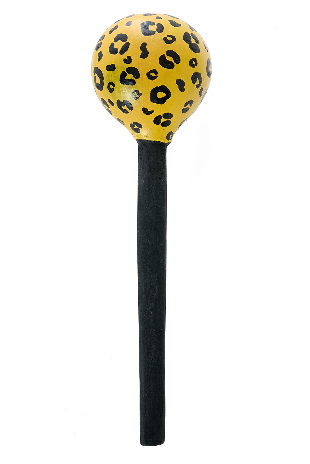Yellow Cheetah Print Calabash Gourd Maraca Shaker