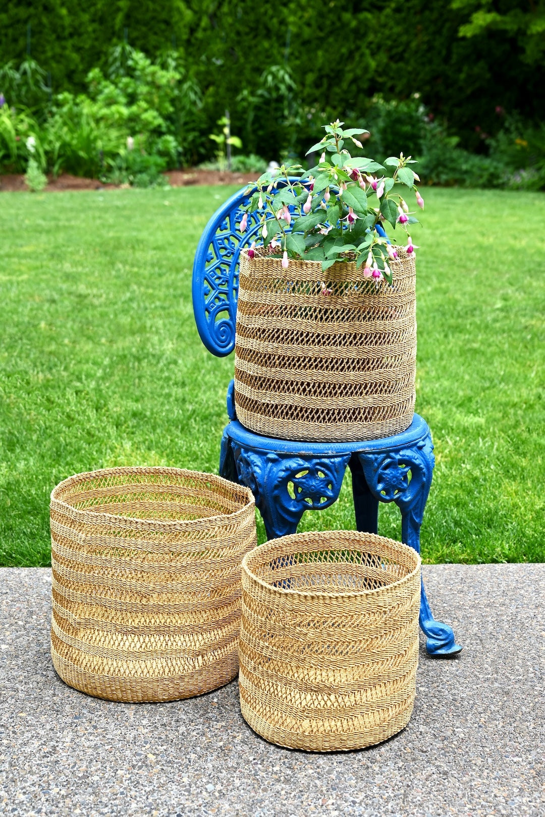 Lace Weave Basket Bins from Ghana - Large