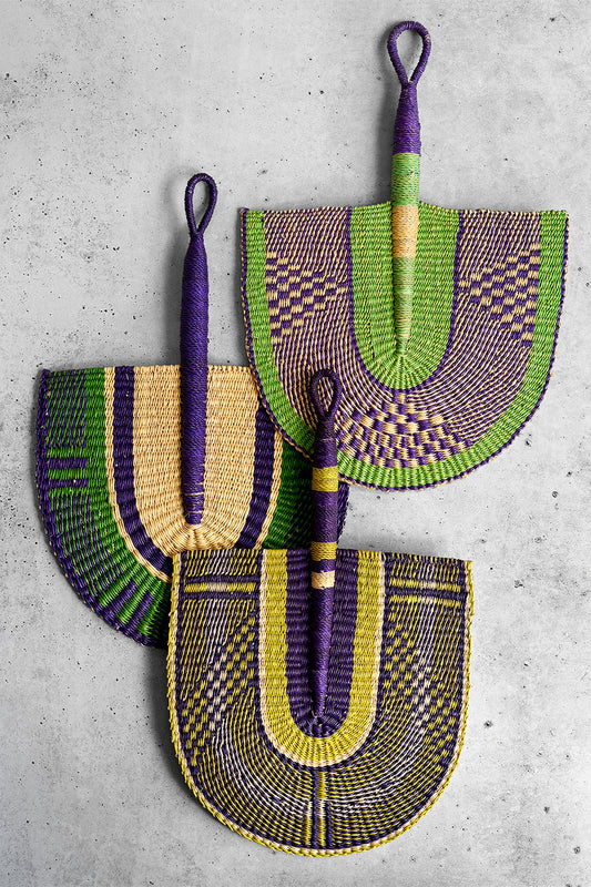 African Violet Elephant Grass Hand Fan