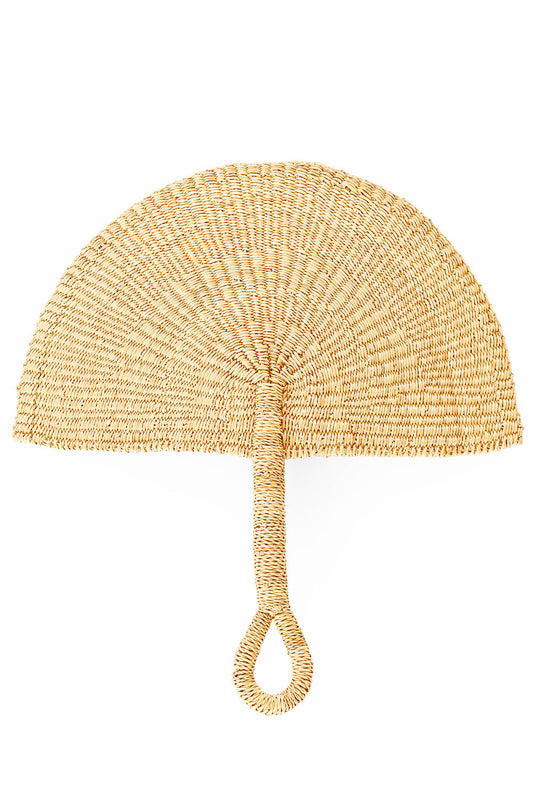 Natural Elephant Grass Half-Moon Hand Fan