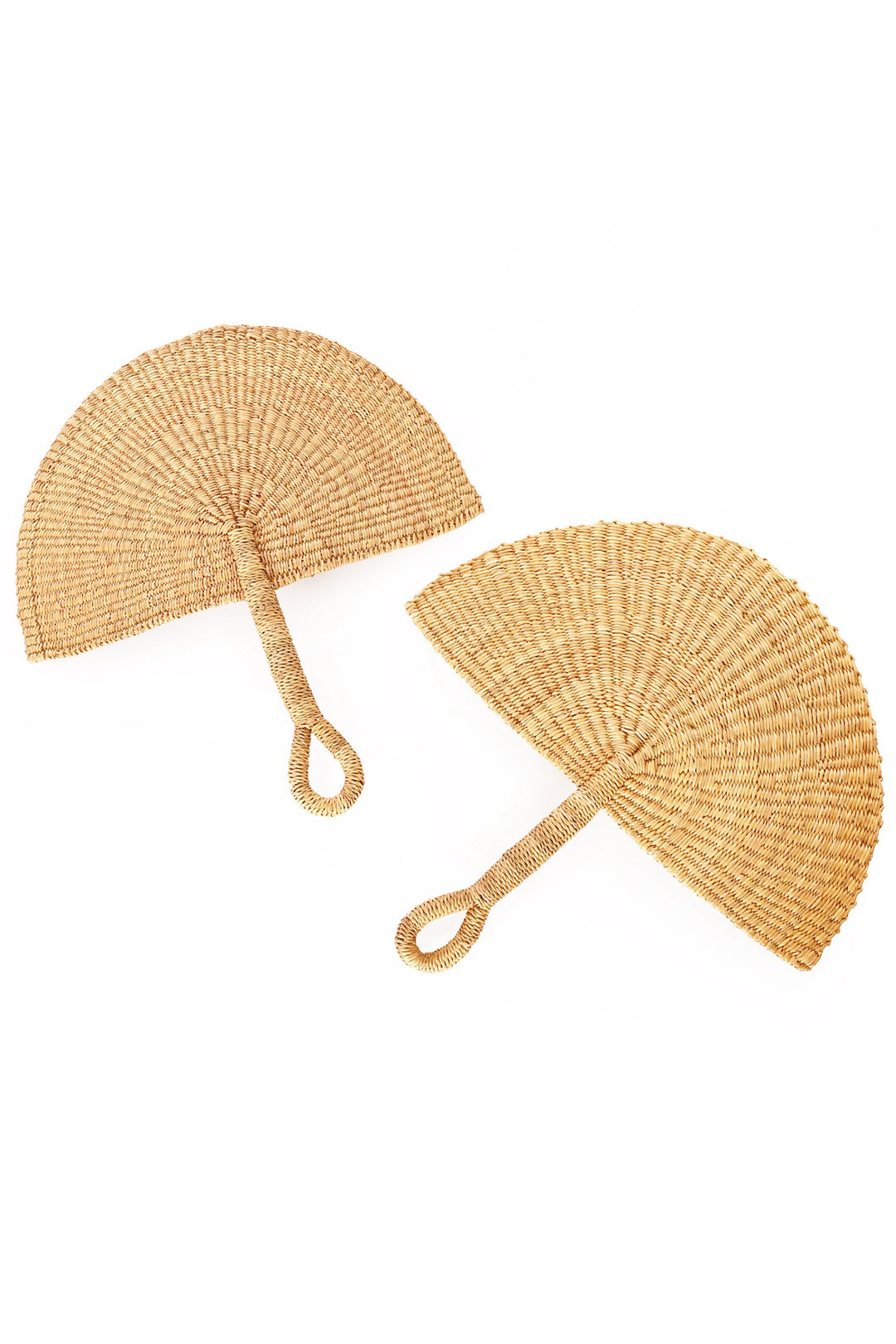 Natural Elephant Grass Half-Moon Hand Fan