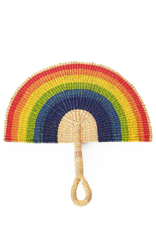 Rainbow Elephant Grass Half-Moon Hand Fan