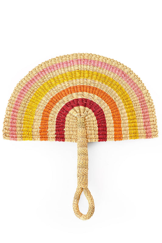 Sunset Elephant Grass Half-Moon Hand Fan