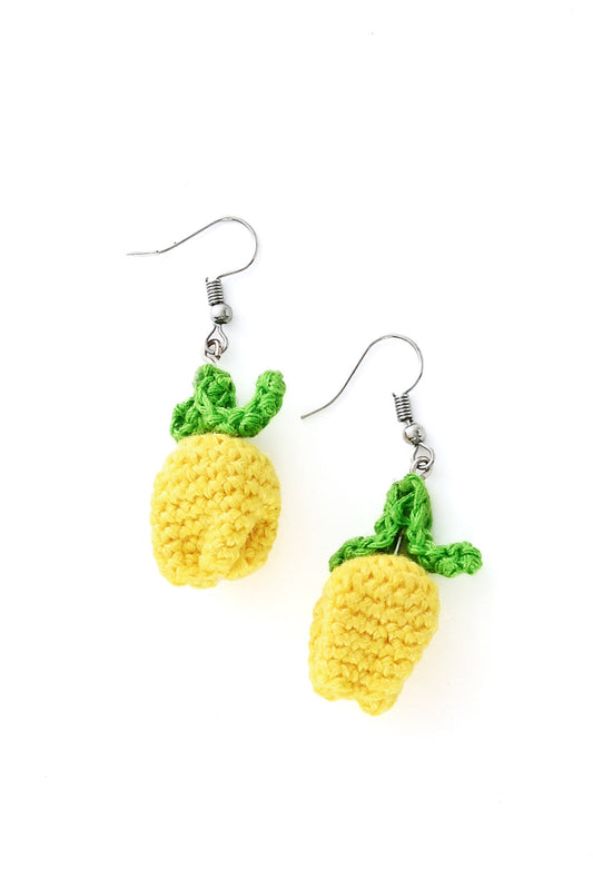 Lemon Crochet Earrings