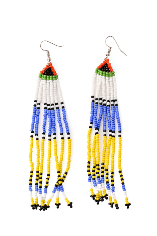 Color-Block Beaded Fringe Earrings