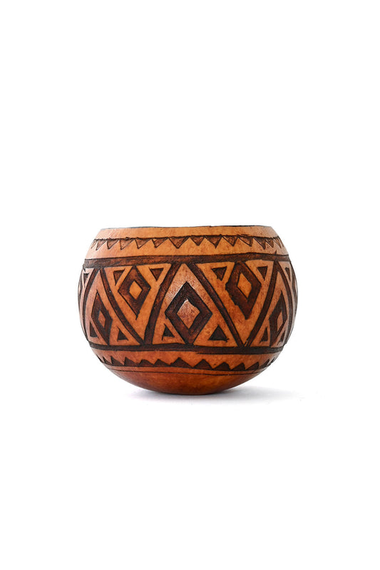 Small Geometric Etch Calabash Storage Bowl - Assorted Designs