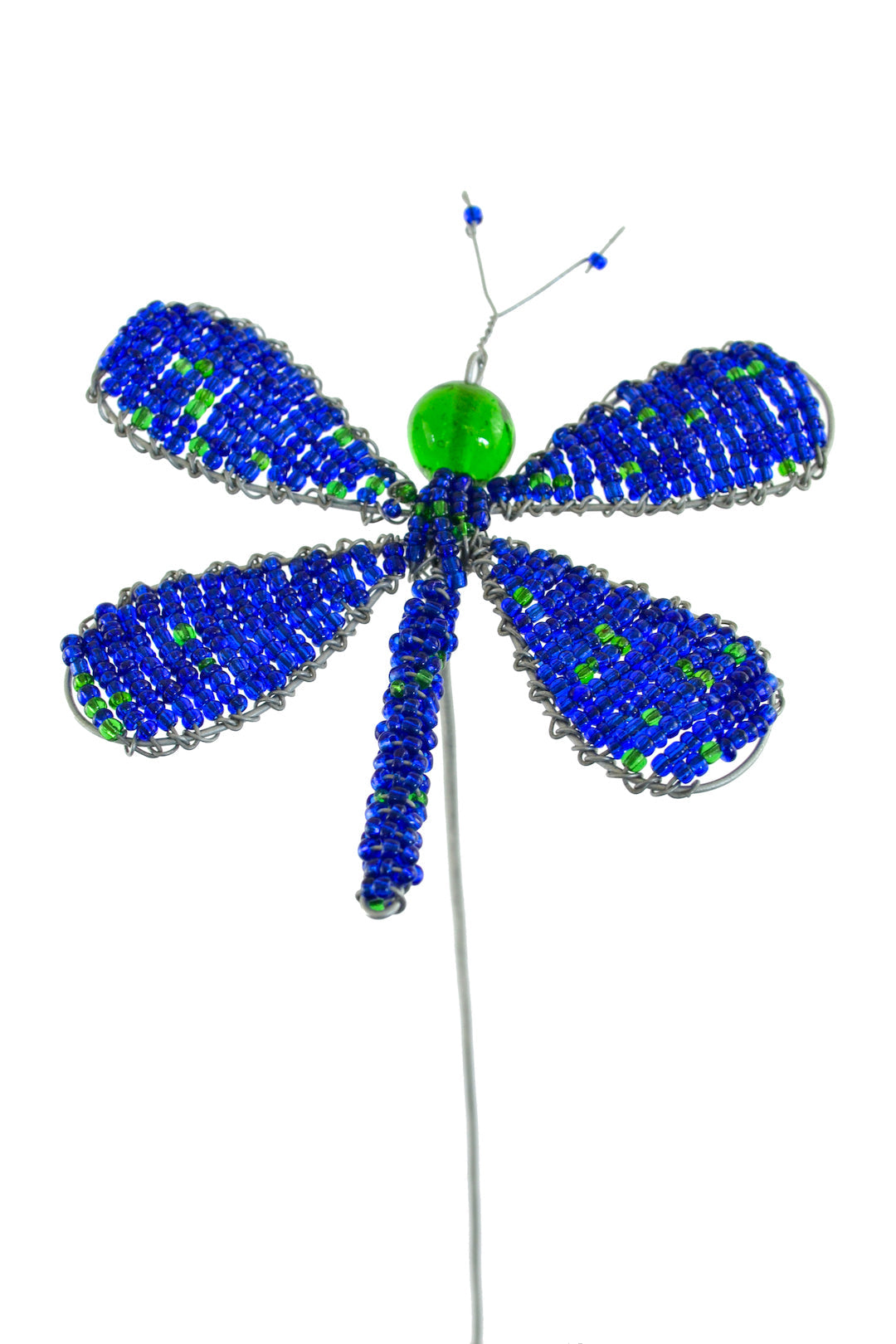 Beaded Blue Dragonfly Garden Stake