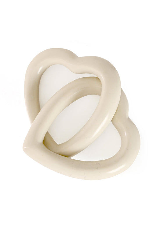 All Natural Soapstone Unified Hearts Sculpture