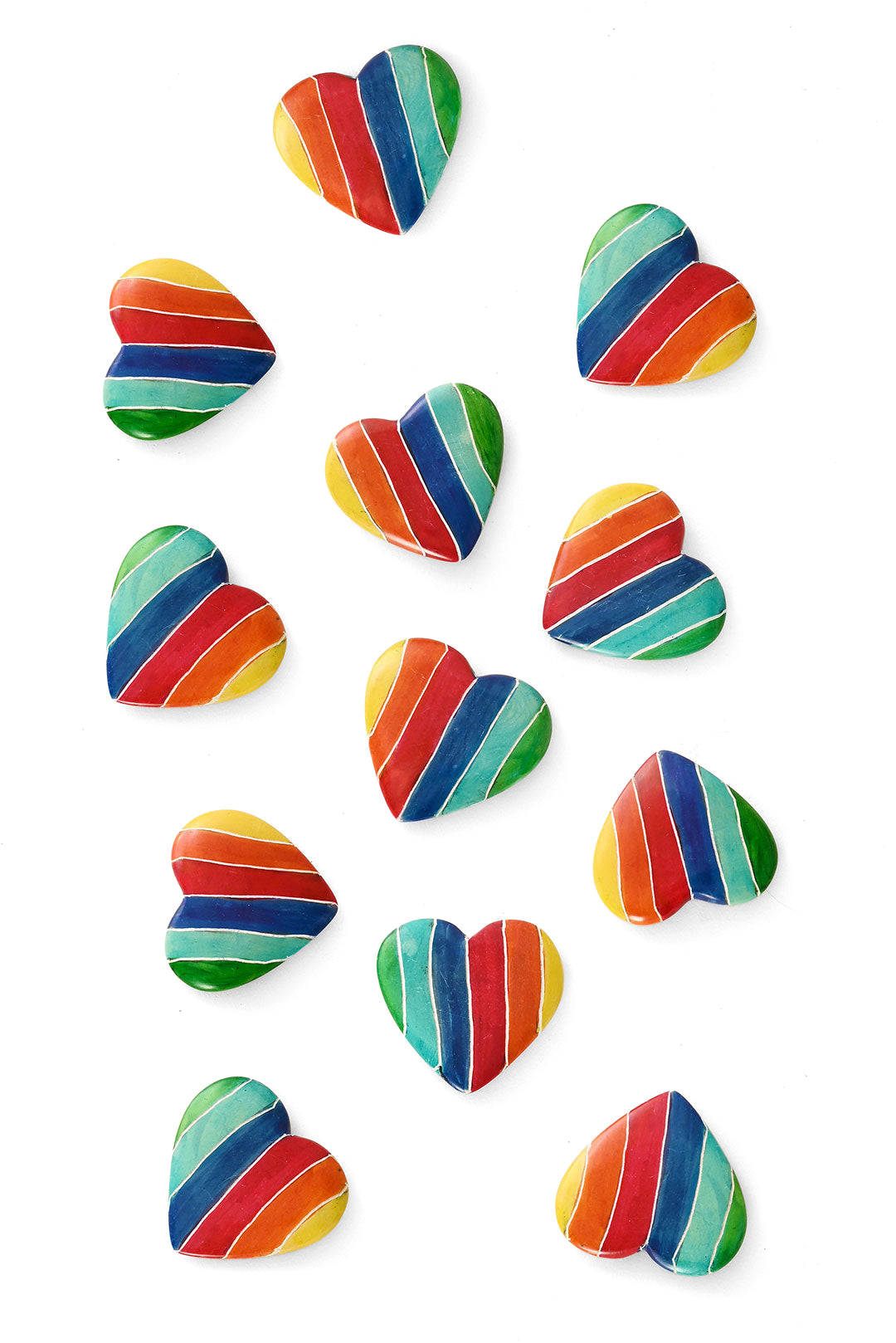 Dozen Flat Smooth Rainbow Hearts