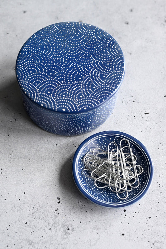 Blue Deco Dot Soapstone Round Dish