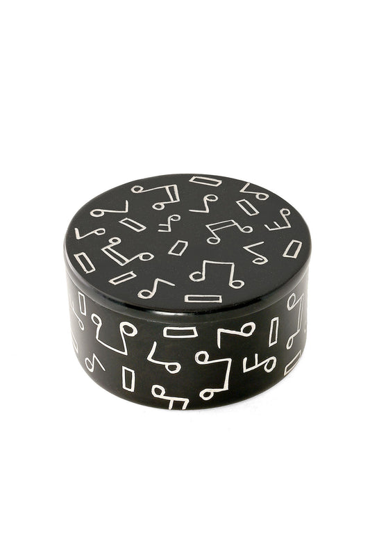 Round Soapstone Melody Maker Trinket Box
