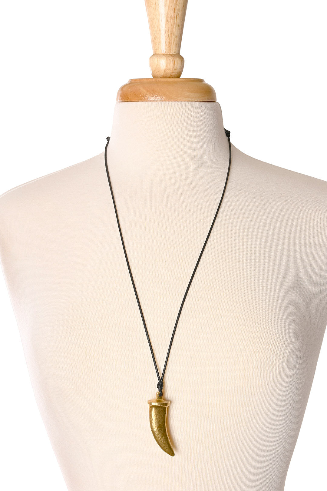 Hammered Brass Talon Pendant Necklace - Adjustable
