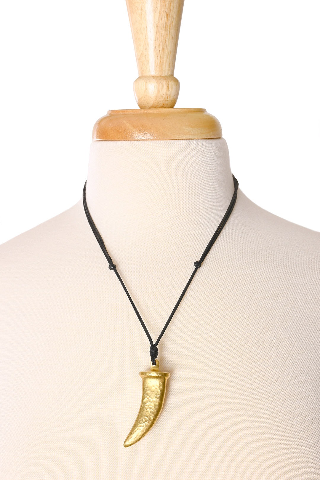 Hammered Brass Talon Pendant Necklace - Adjustable
