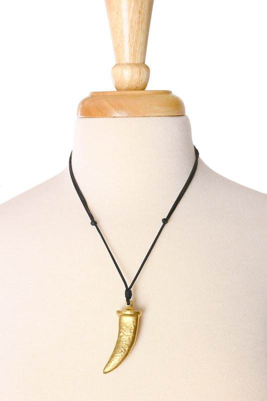 Hammered Brass Talon Pendant Necklace - Adjustable