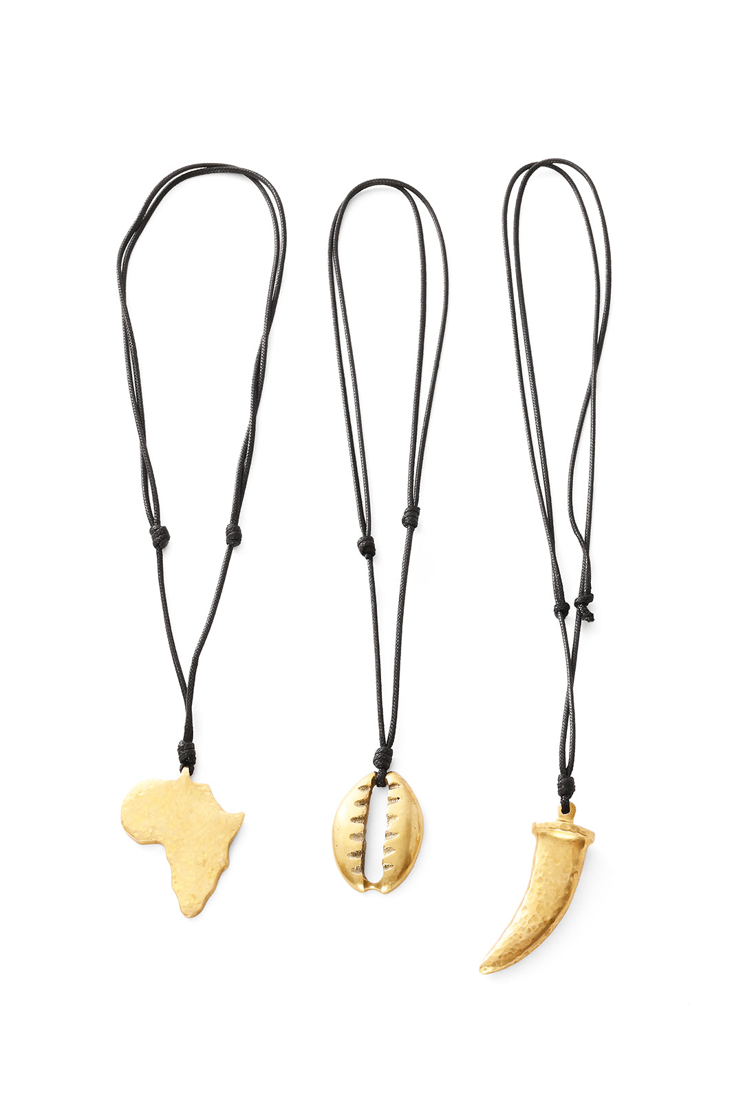 Hammered Brass Africa Pendant Necklace - Adjustable