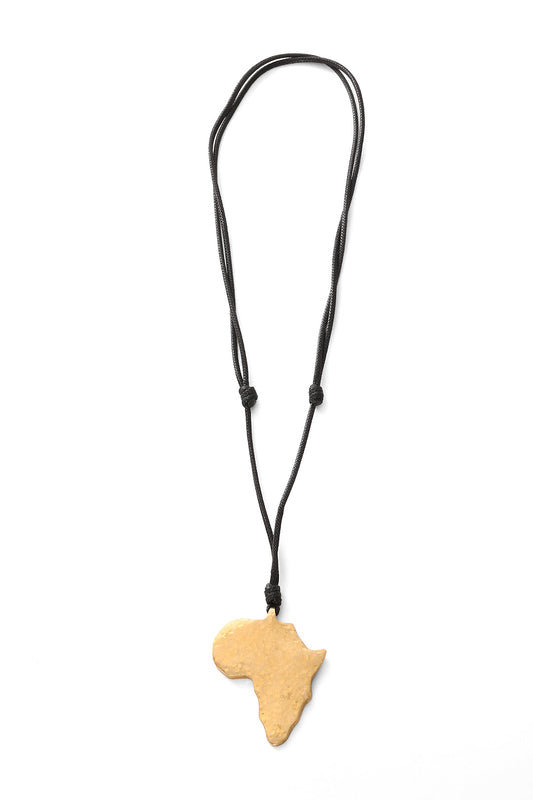Hammered Brass Africa Pendant Necklace - Adjustable