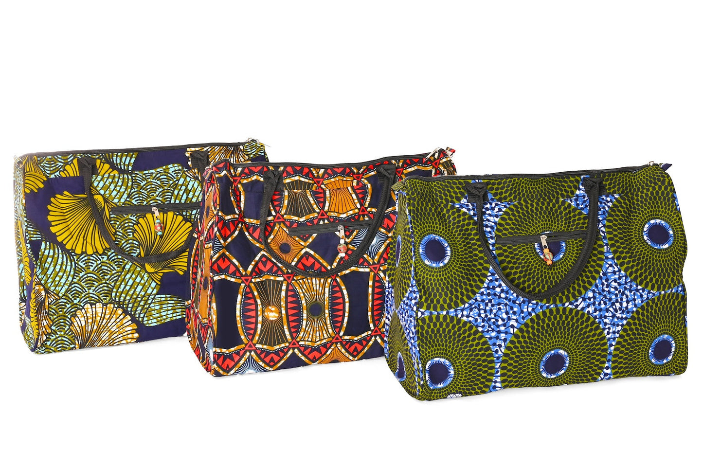 African Wax Cloth Overnighter Duffle Bag - Assorted