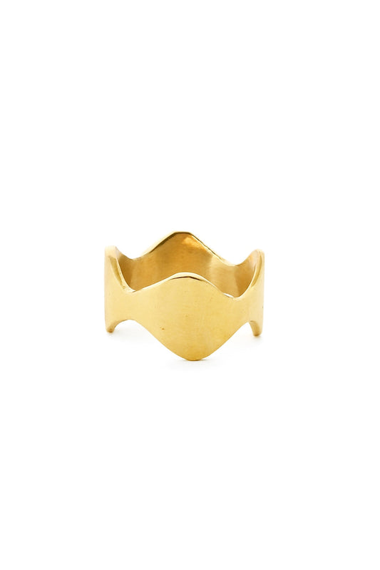Kenyan Brass Wave Form Ring - US ring size 8