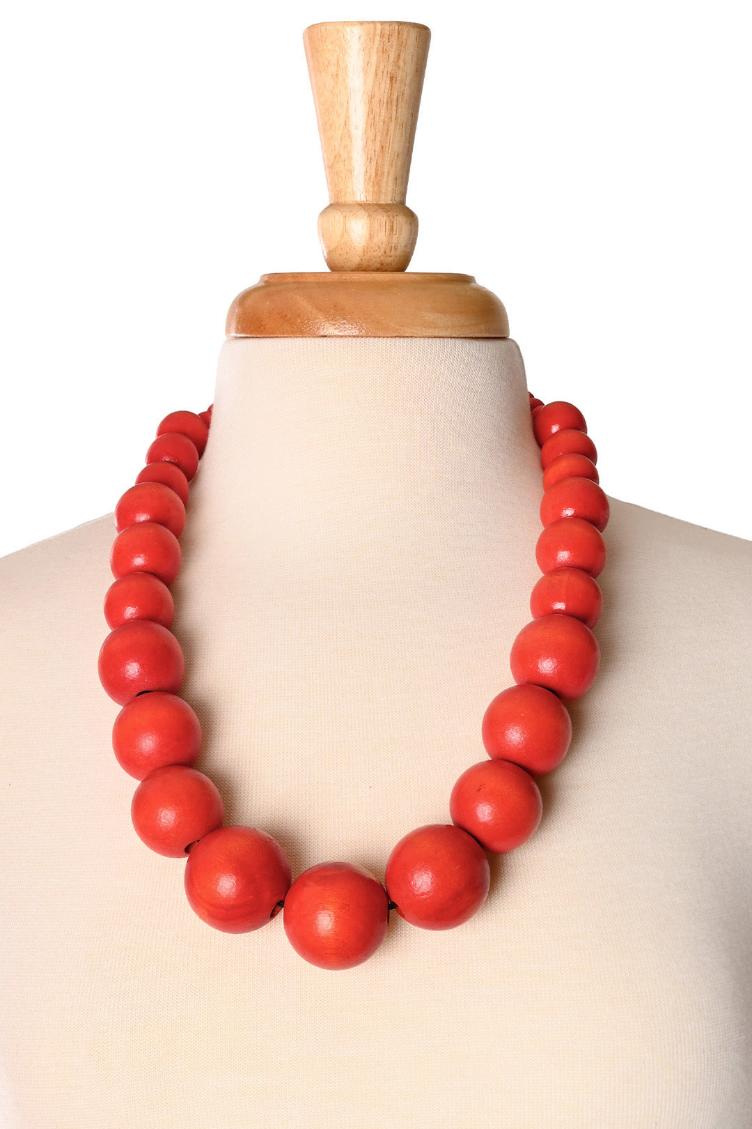 Wooden Bauble Necklace - Red