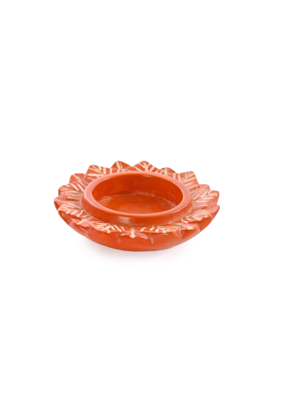 Floral Soapstone Tea Light and Incense Holder