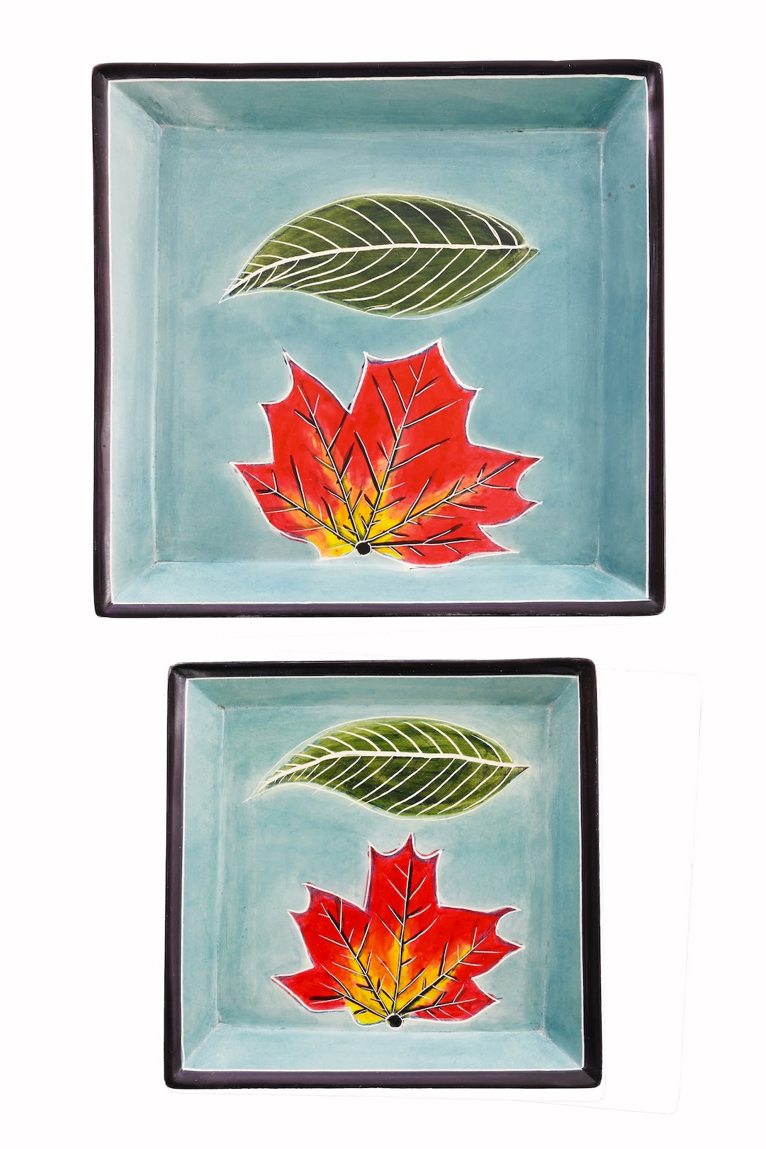 Small Square Aqua Leaves Soapstone Desktop Dish