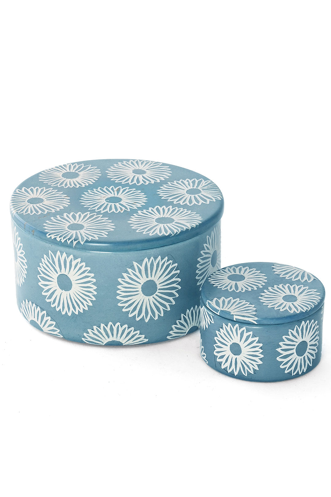 Blue Blossom Soapstone Ring Box