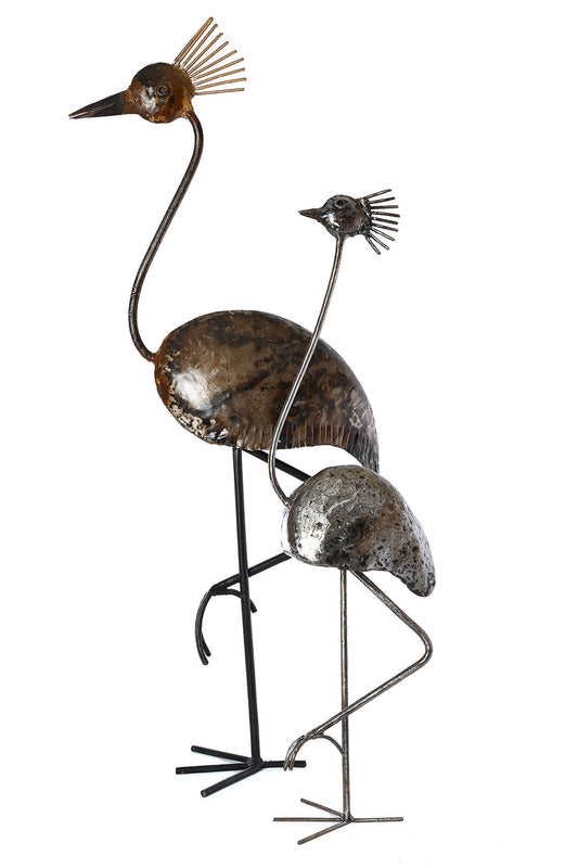 Large Recycled Metal Crested Crane