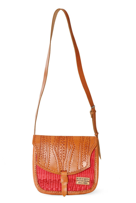 Pick-Your-Color Sisal and Leather Crossbody Bag with Adjustable Strap