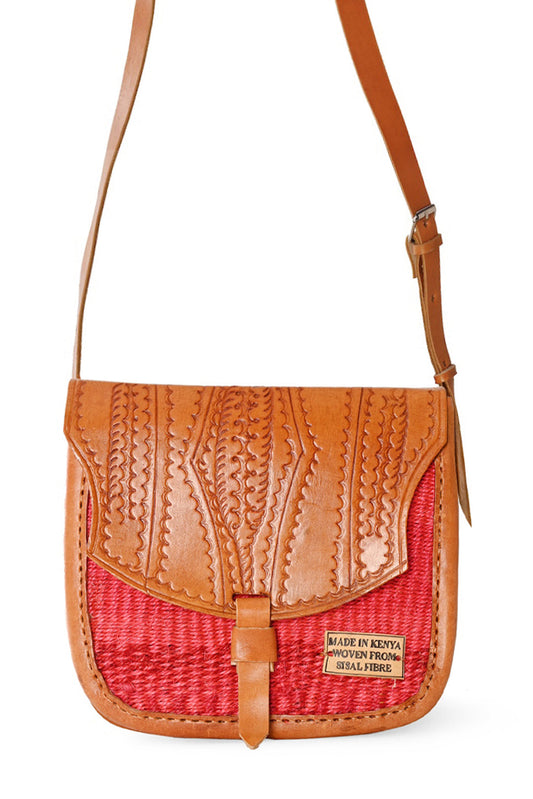 Pick-Your-Color Sisal and Leather Crossbody Bag with Adjustable Strap