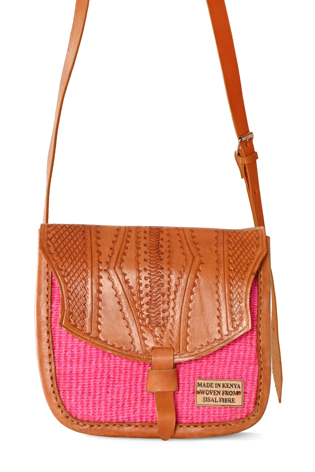 Pick-Your-Color Sisal and Leather Crossbody Bag with Adjustable Strap