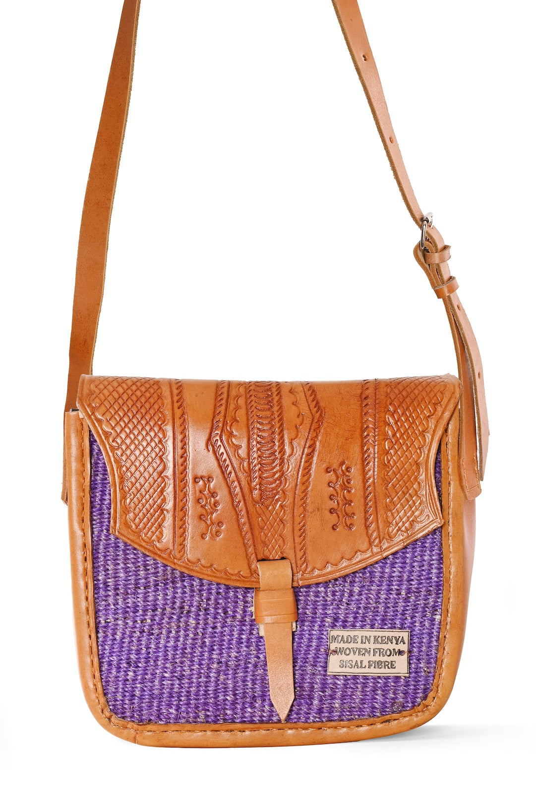 Pick-Your-Color Sisal and Leather Crossbody Bag with Adjustable Strap