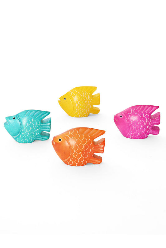 Set of Four Colorful Soapstone Saltwater Fish