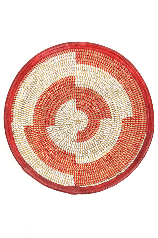 Red and White Leather Trimmed Baskets in Assorted Patterns