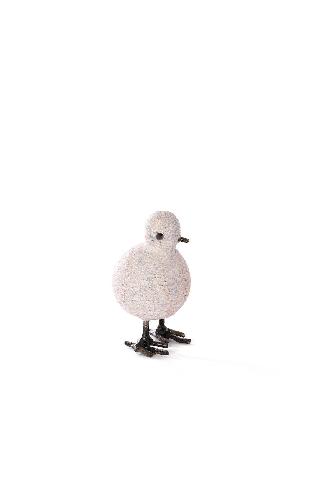 Stone and Recycled Metal Chickadee Bird Sculptures