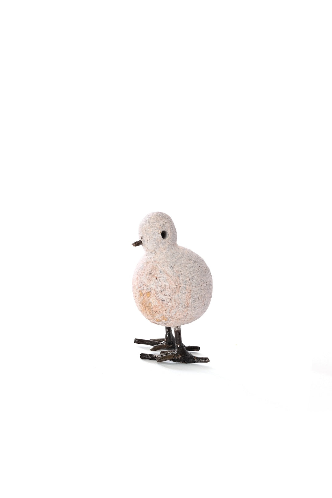 Stone and Recycled Metal Chickadee Bird Sculptures