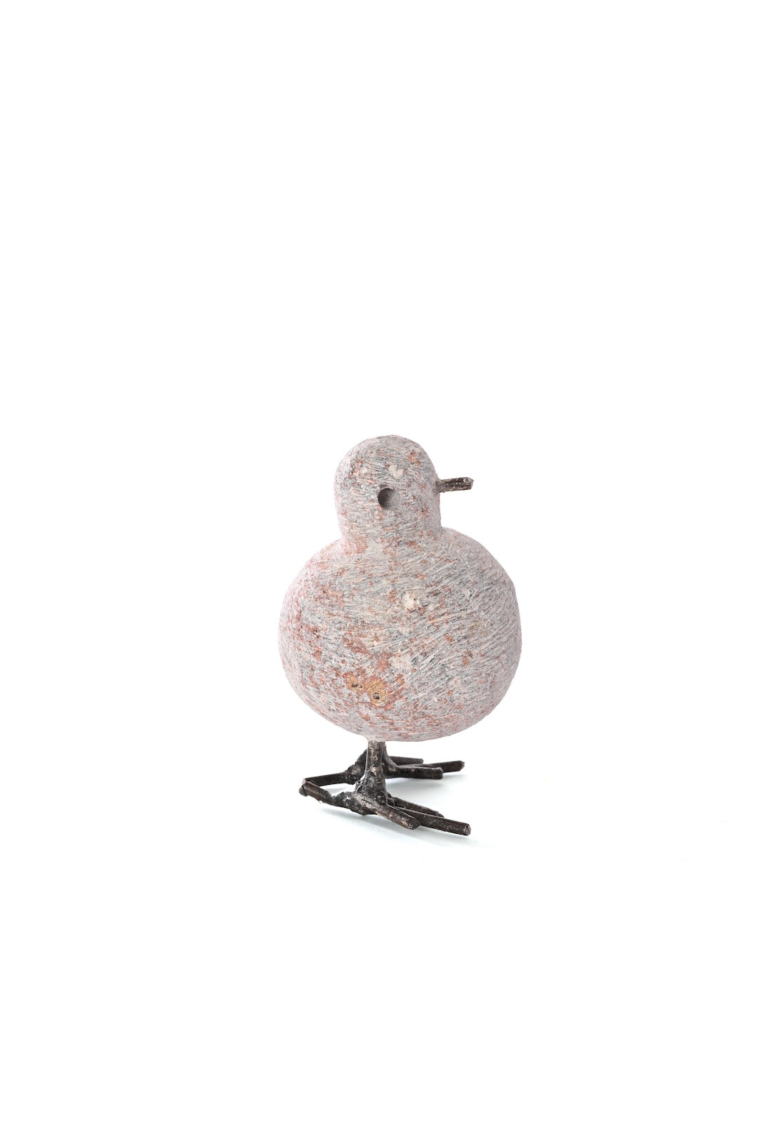 Stone and Recycled Metal Chickadee Bird Sculptures
