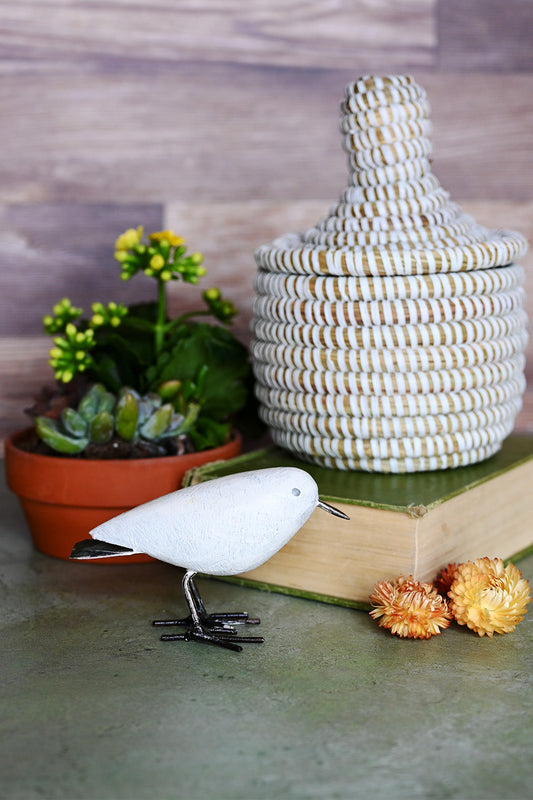 Colorful Painted Stone & Metal Bird